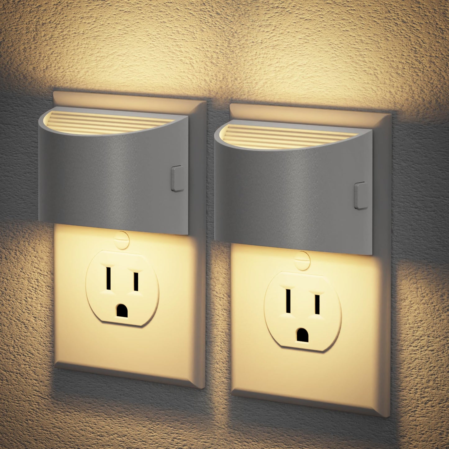JandCase Night Light, Automatic Night Lights Plug into Wall,2 Pack Dusk to Dawn Sensor Nightlight, 3000K Soft White Brightness Adjustable Nightlight for Kids Bedroom Hallway Kitchen Decor
