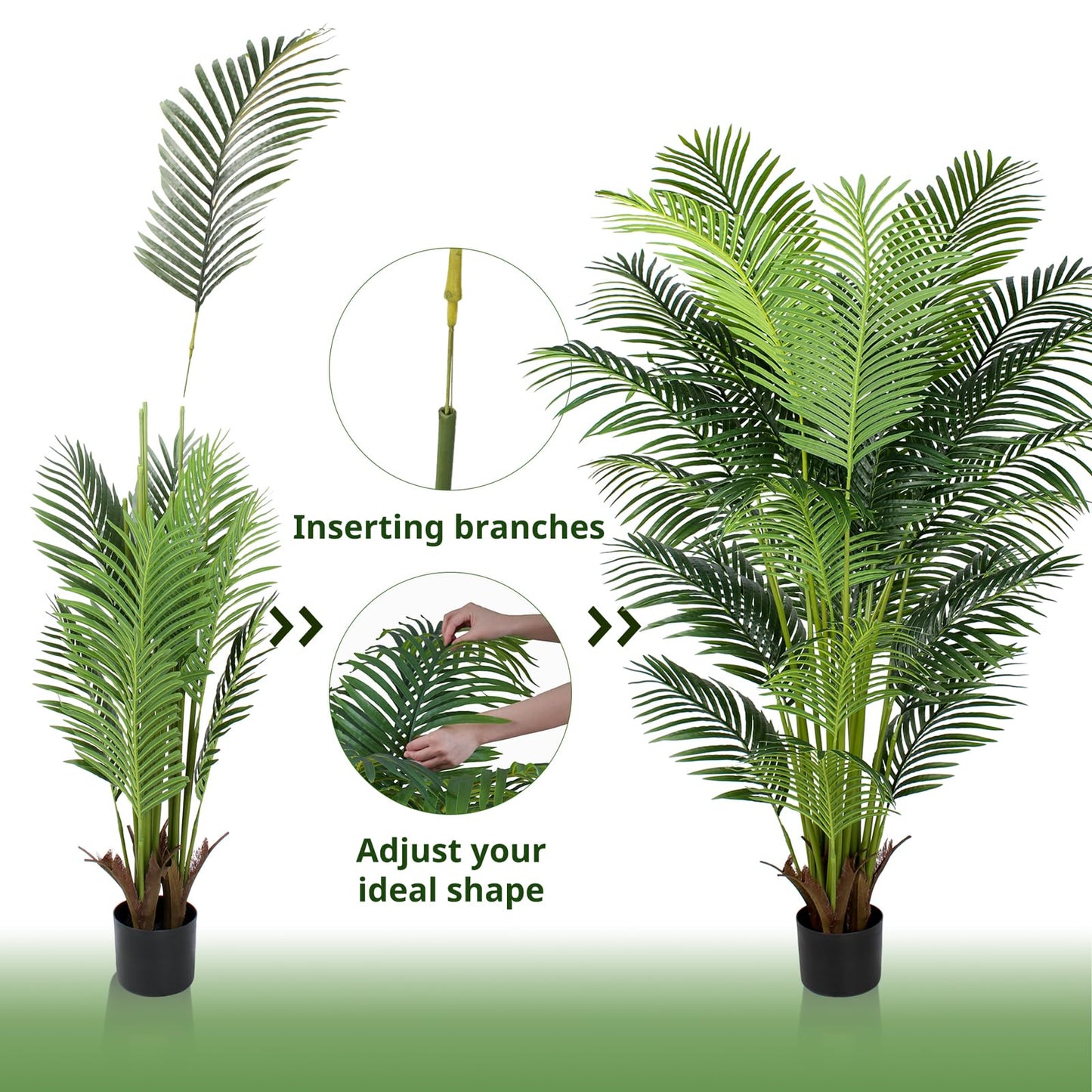 YEPDIN 6 Ft Artificial Tropical Palm Tree With 24 Removable Leaves - Large Faux Plant for Indoors and Outdoors, Silk Housewarming Gift, K185