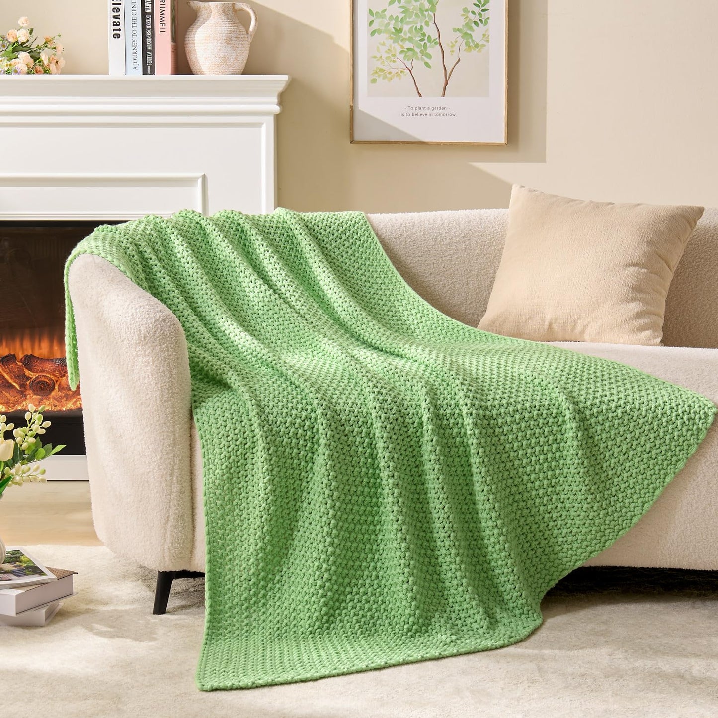 BEDELITE Cozy Chunky Cable Knit Throw Blanket for Couch