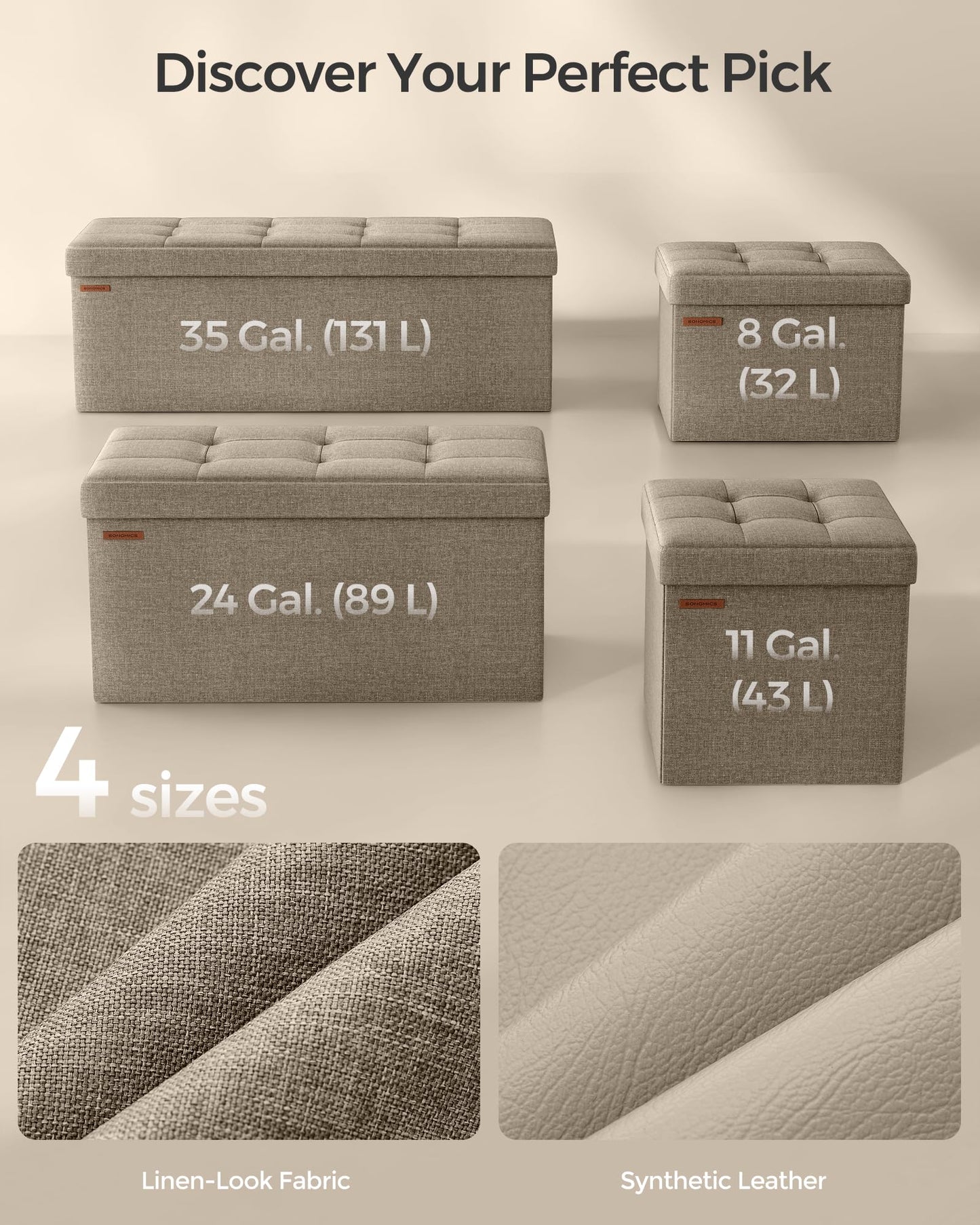 Folding Storage Ottoman Bench by SONGMICS