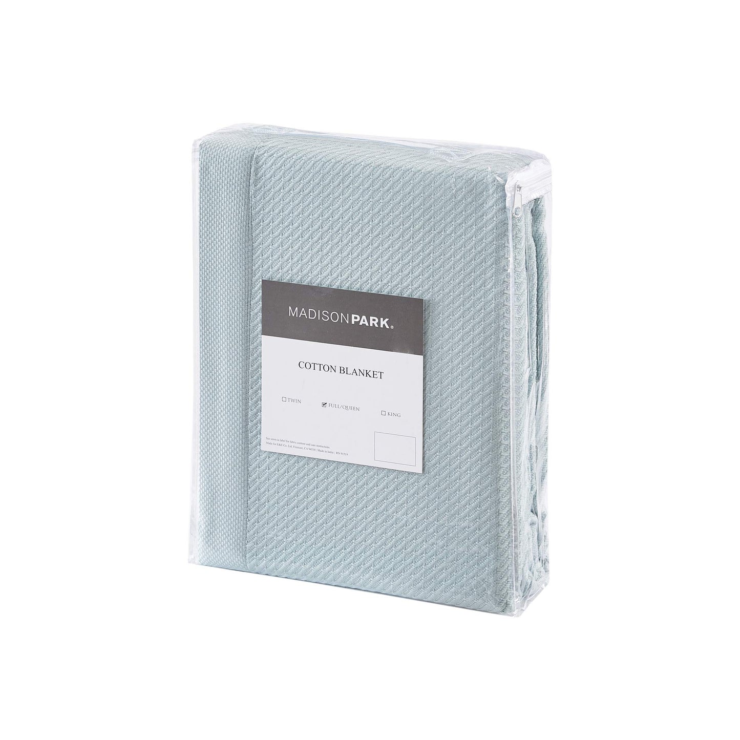 Madison Park 100% Egyptian Cotton Lightweight Summer Blanket, Breathable Waffle Knit Design, Soft Cozy All-Season Throw for Bed, Couch or Sofa, Light Blue King Size (108"x90")