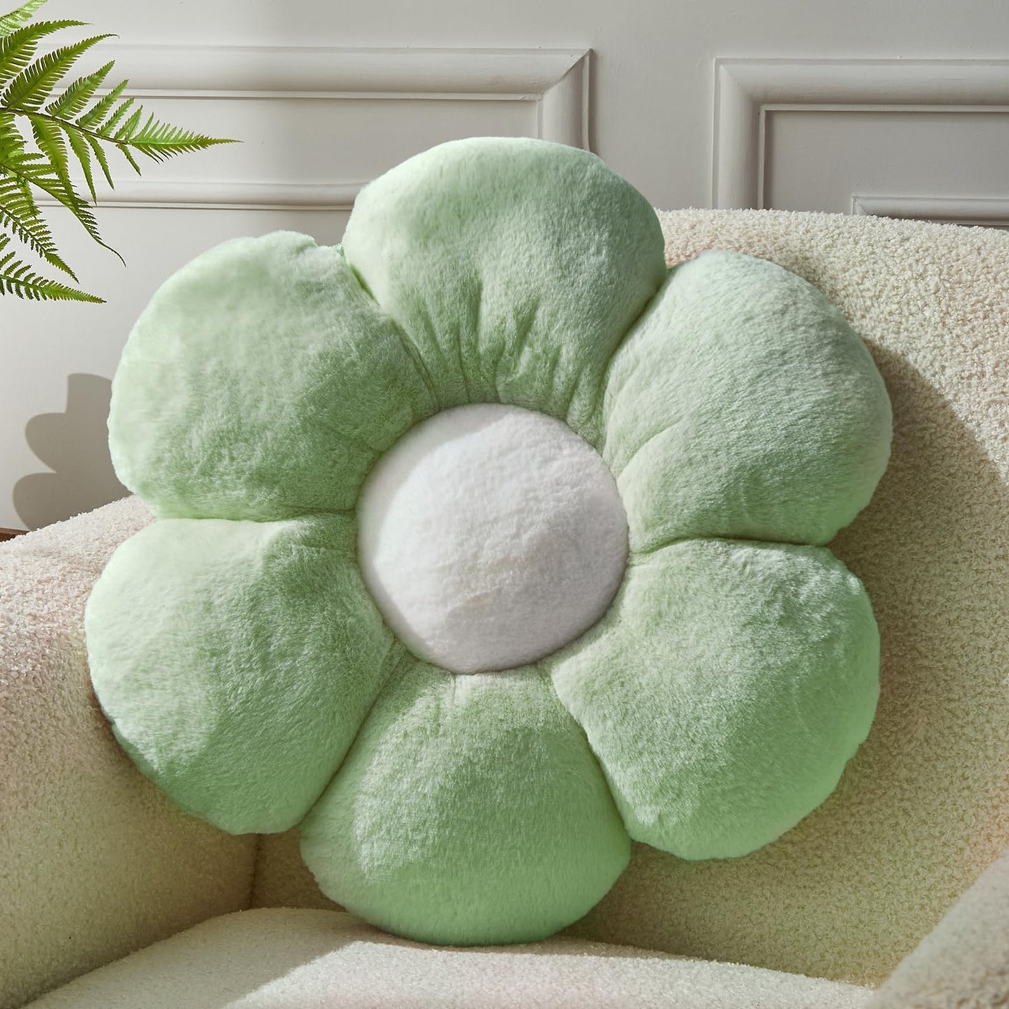 Vdoioe Green Flower Pillow Flower Shaped Throw Pillow Floor 15.7In Cute Daisy Pillows for Bed Sofa Cute Home Decor