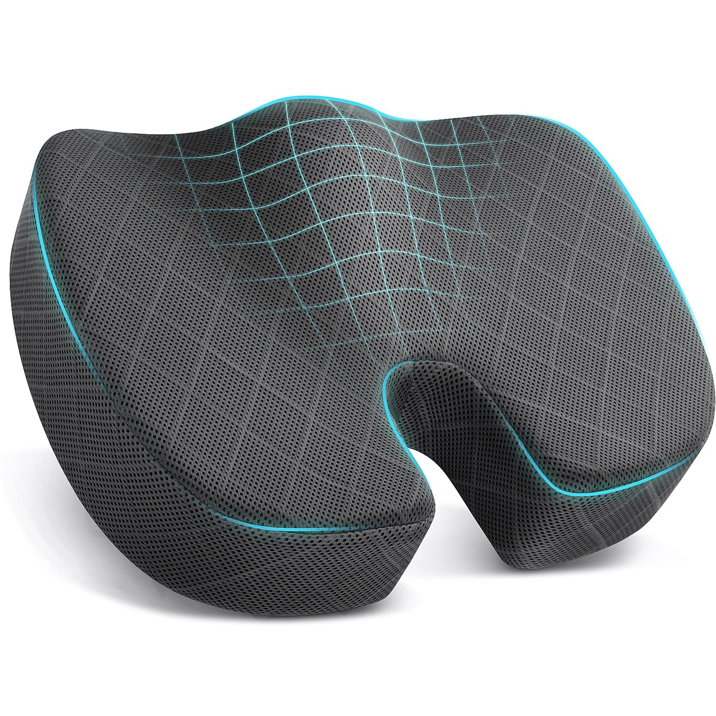 TushGuard Seat Cushion - Memory Foam Sitting Pillow for Office Chair, Car Seat, Airplane, Bleacher - Sciatica & Hip & Coccyx Pain Relief Desk Chair Cushion for Long Sitting Office Workers, Car Drivers