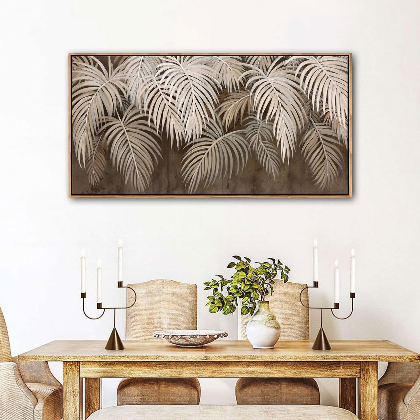 Boho Wall Art - Modern Minimalist Brown Canvas Artwork,Neutral Pictures for Living Room Textured Large Wall Art for Bedroom Wall Decor Framed Paintings 20×40IN
