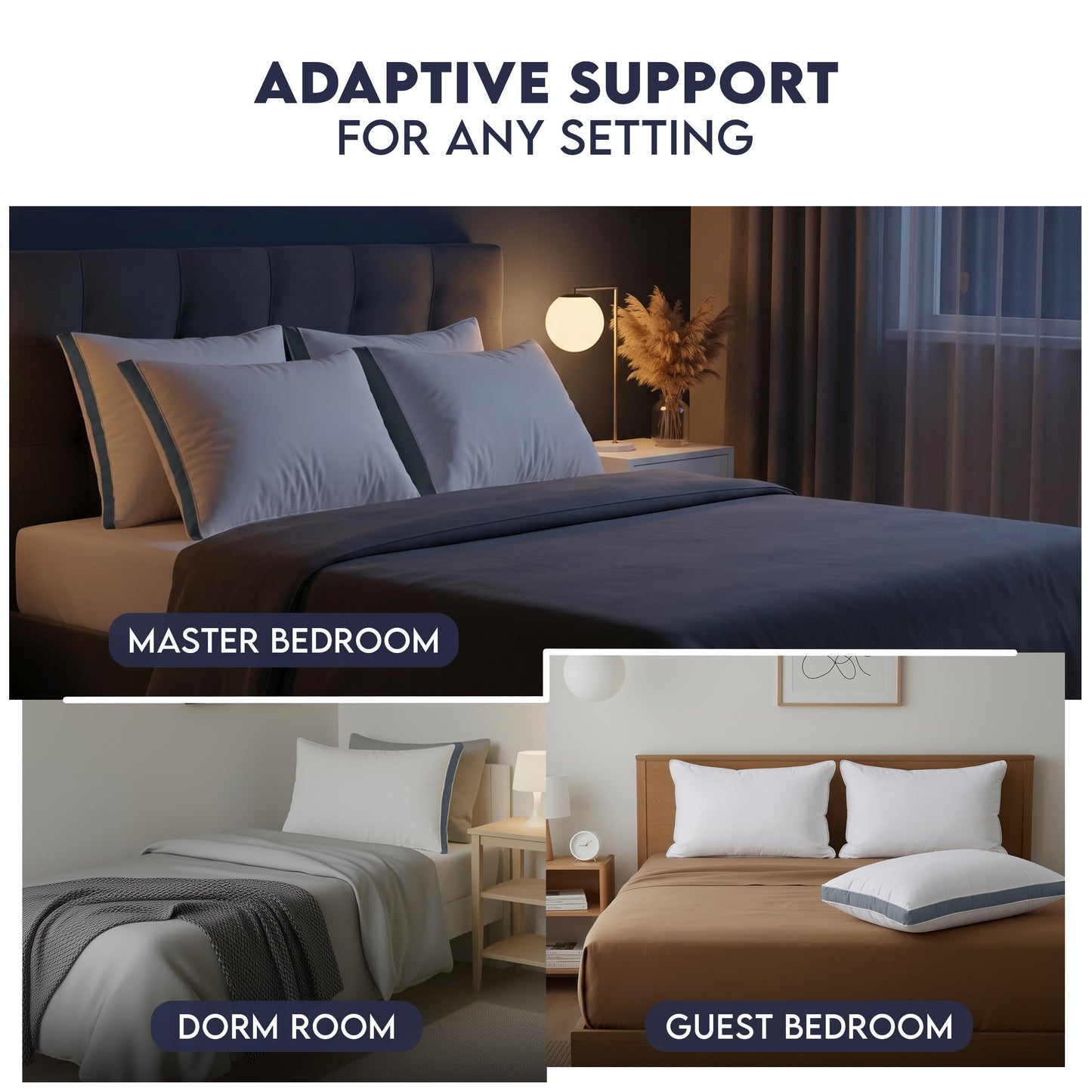 Utopia Bedding Bed Pillows for Sleeping Queen Size (Grey), Set of 2, Soft & Fluffy Pillow with Down Alternative Filling, Cooling, Hotel Quality, Gusseted Pillow for Back, Stomach or Side Sleepers