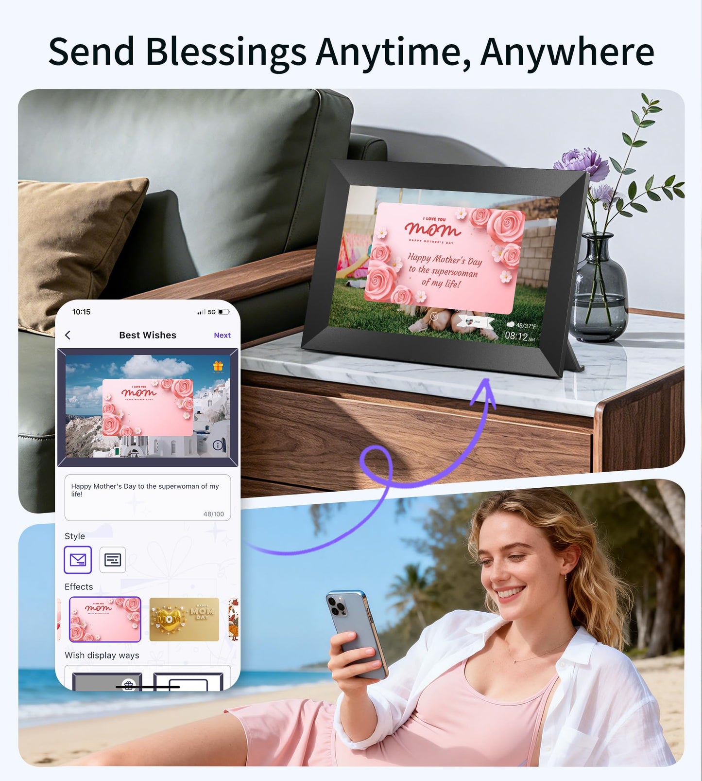 Uhale 10.1" Digital Picture Frame with 32GB Storage Support SD Card, Electronic Photo Frames with 1280x800 HD IPS Touch Screen, Instantly and Securely Share Memories, Send Wishes from Anywhere
