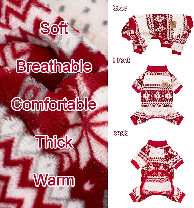 XPUDAC Dog Christmas Pajamas Fleece Dog Sweater for Small Medium Dogs Girl Boy Winter Puppy Clothes Holiday Pet Outfit, XL