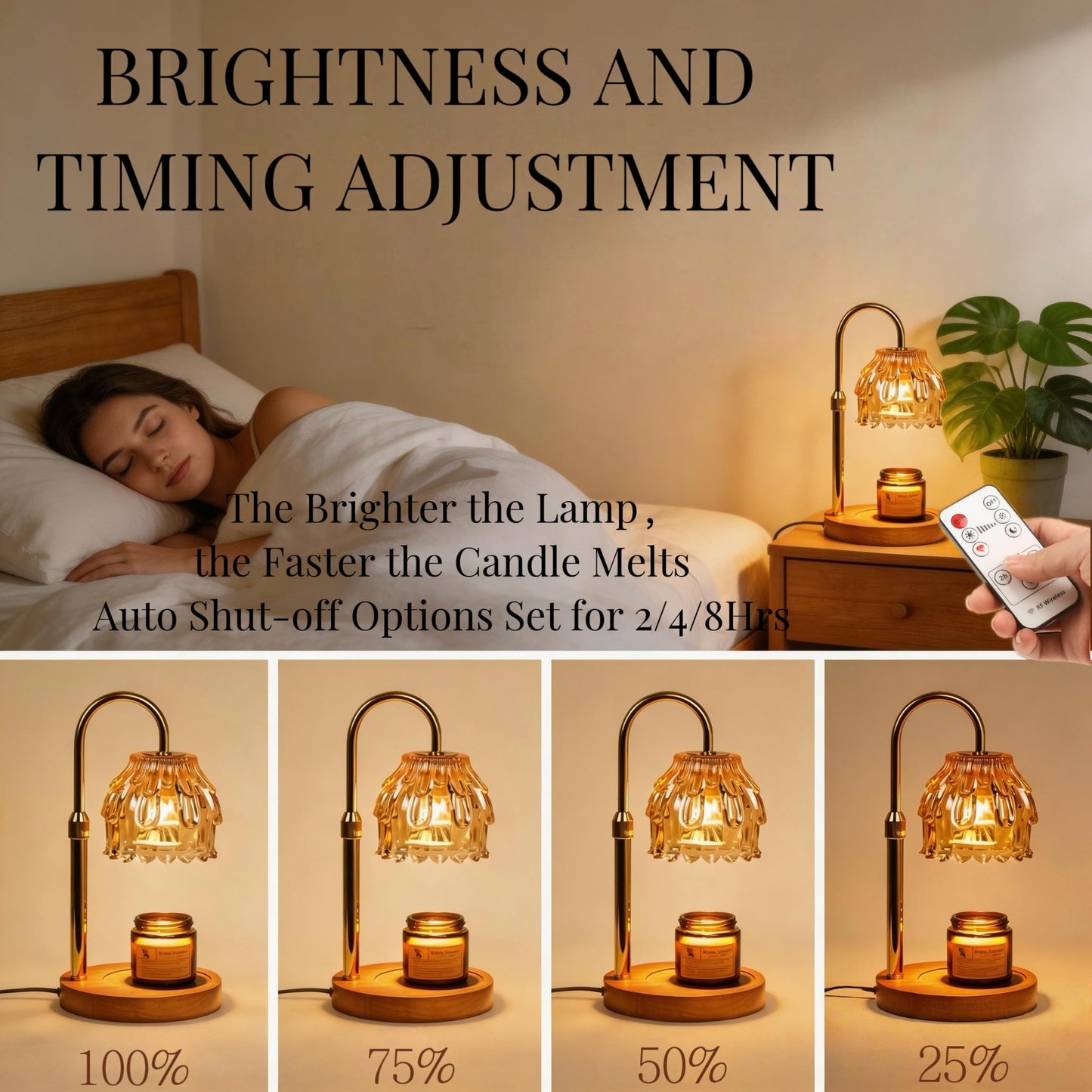 ilhuihui Candle Warmer Lamp with Timer and Wireless Remote Control,Dimmable Candle Warmer for Jar Candles,New Home Decor,Birthday Gifts for Women Mom, House Warming Gifts New Home Decor with 2 Bulbs