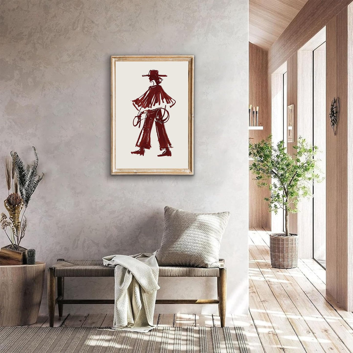 Modern Cowgirl Wall Art Trendy Eclectic Red Wine Cowgirl Poster Neutral Western Cowboys Wall Decor Cowboy Inspired Canvas Art Prints for Home Living Room Bedroom Dorm Office Decoration, Unframed