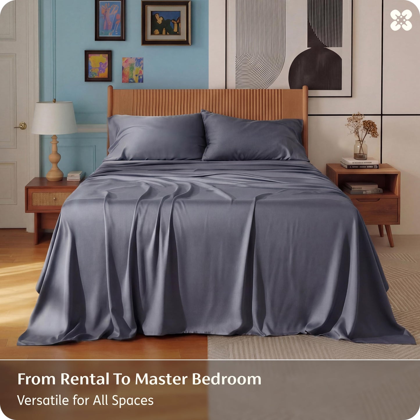 Bedsure King Size Sheets Set, Cooling Sheets for Hot Sleepers, Rayon Derived from Bamboo, PureWoven, Breathable & Soft, Deep Pocket Up to 16 Inches, Hotel Luxury Silky Bedding, Dark Grey