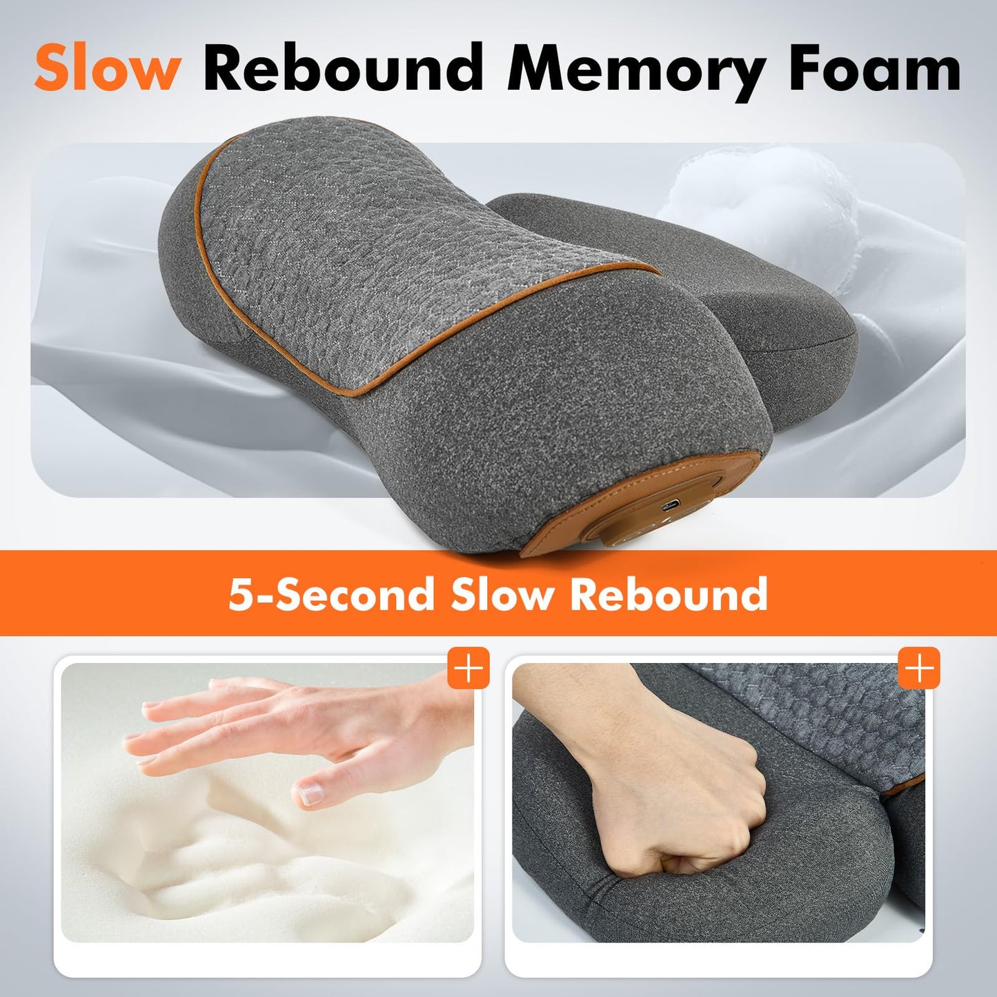 Cordless Electric Neck Massager Pillow for Pain Relief Deep Tissue, 3-in-1 Rechargeable Neck Cervical Traction Device with Heat, Massage, Stretch, Ergonomic Neck Shoulder Relaxer Gifts for Women