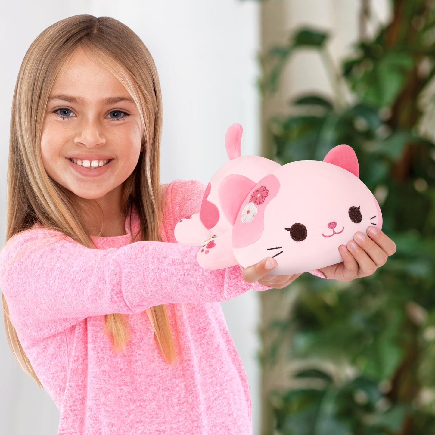 Onsoyours Original Sakura Cat Plush Cute Kitten Stuffed Animal Soft Little Pink Kawaii Kitty Plush Toy Gift for Kids & Adults (Sakura Cat, 9")