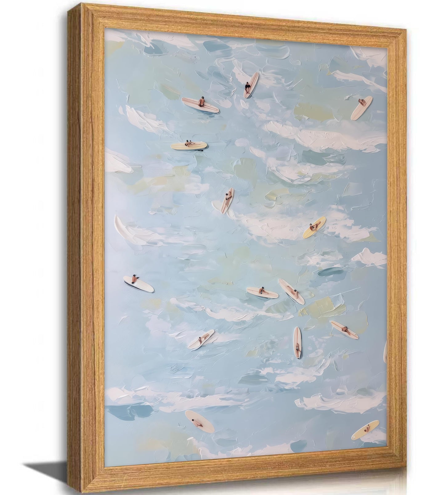 Ocean Bathroom Framed Canvas Wall Art Fashion Beachy coastal Painting Picture Wall Decor Summer Surfer Sports Wave Poster Print Artwork for Restroom Girl Room Home Decoration