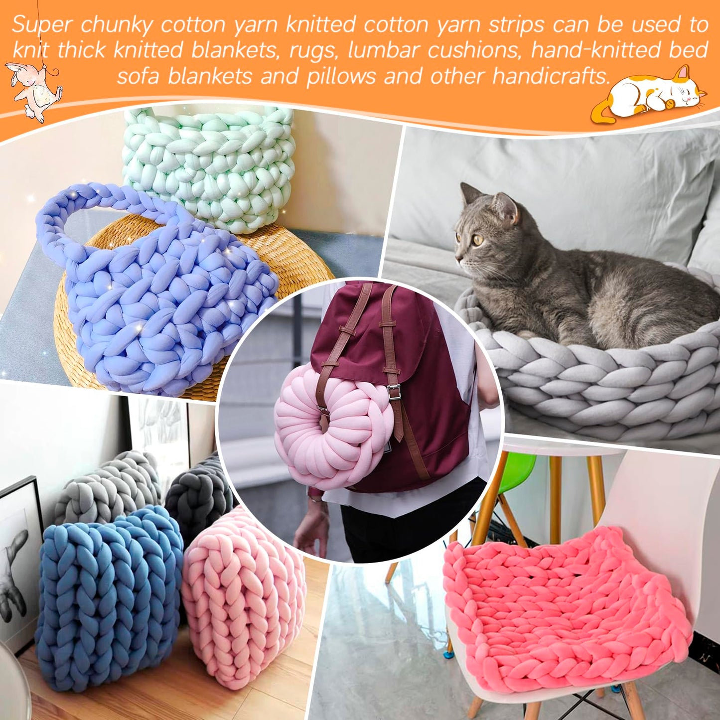 LEREATI Thick Chunky Yarn for Arm Knitting, Jumbo Tube Knit Blanket Soft Velvet Yarn for Crocheting Handbags, Hand Knitting, Pet Bed, Rugs, Pillows, Crafts (Caramel, 1.1lbs)