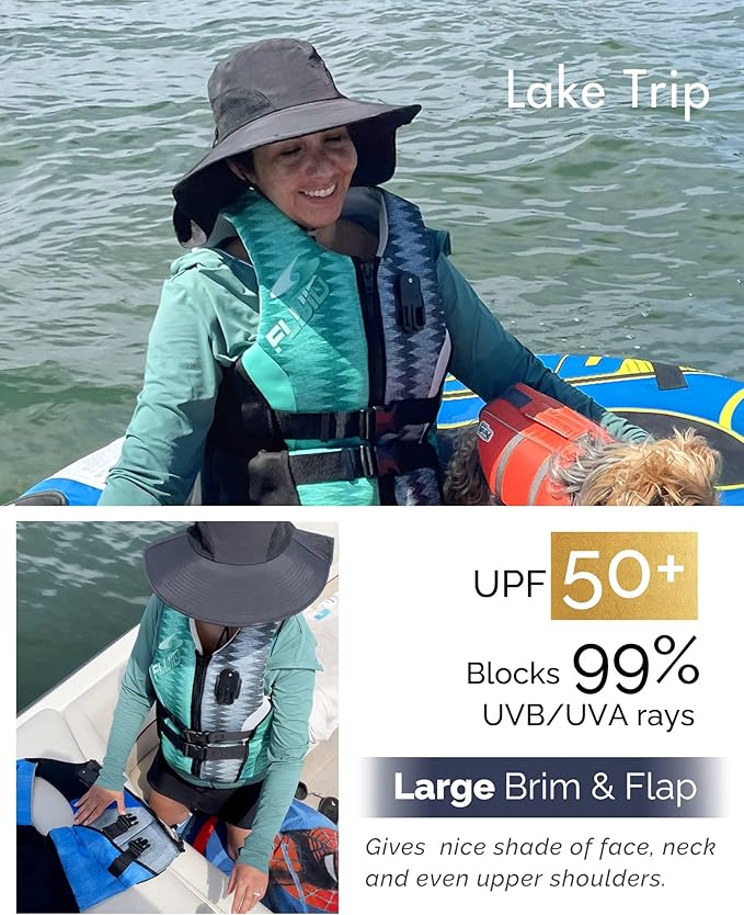 Camptrace Sun Hats for Women Men UPF 50+ UV Protection Wide Brim Hiking Fishing Hat with Neck Flap