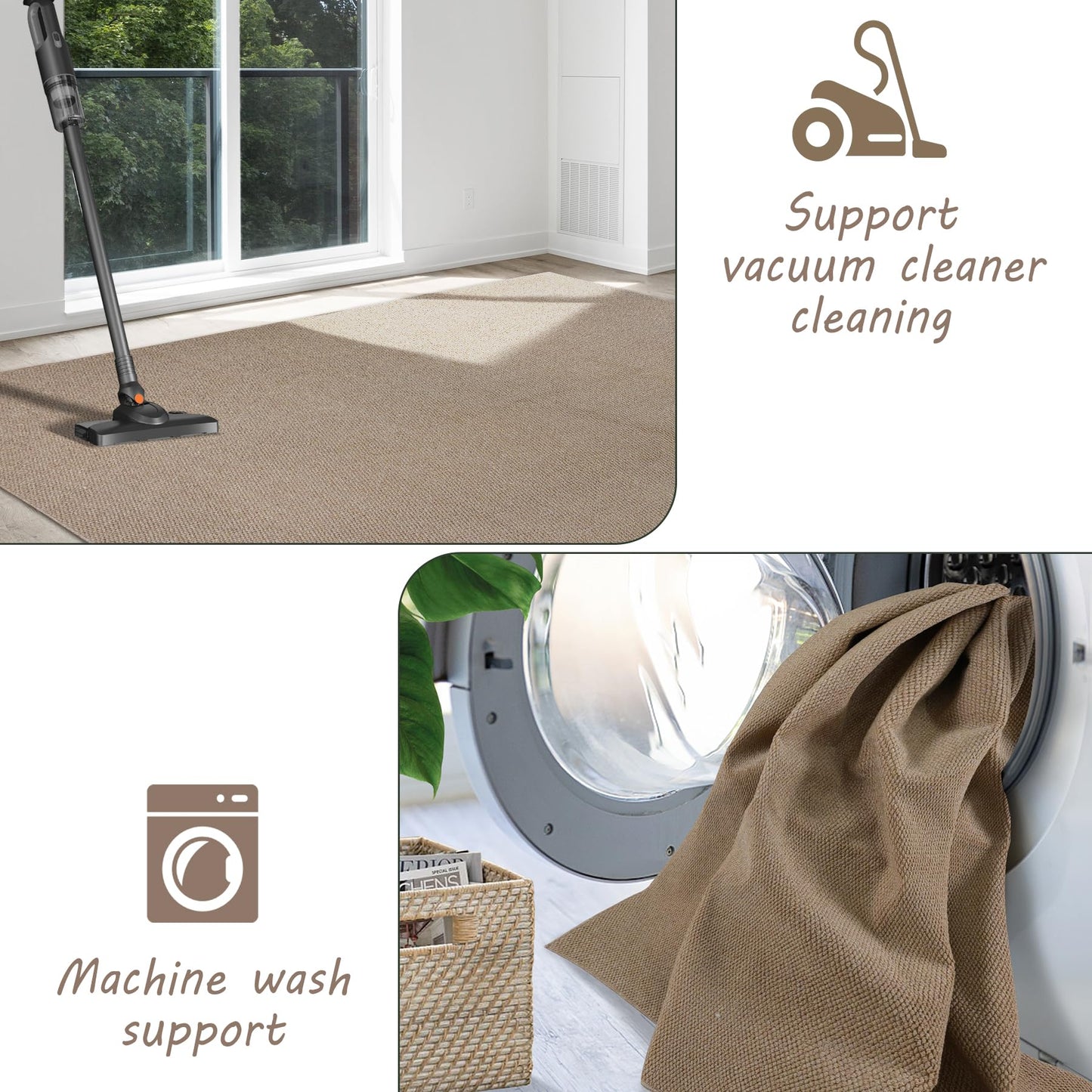 5x7 Area Rugs - Rug for Living Room, Washable Area Rugs 5x7 for Bedroom, Non-Slip Carpet for Dorm Room (Brown)