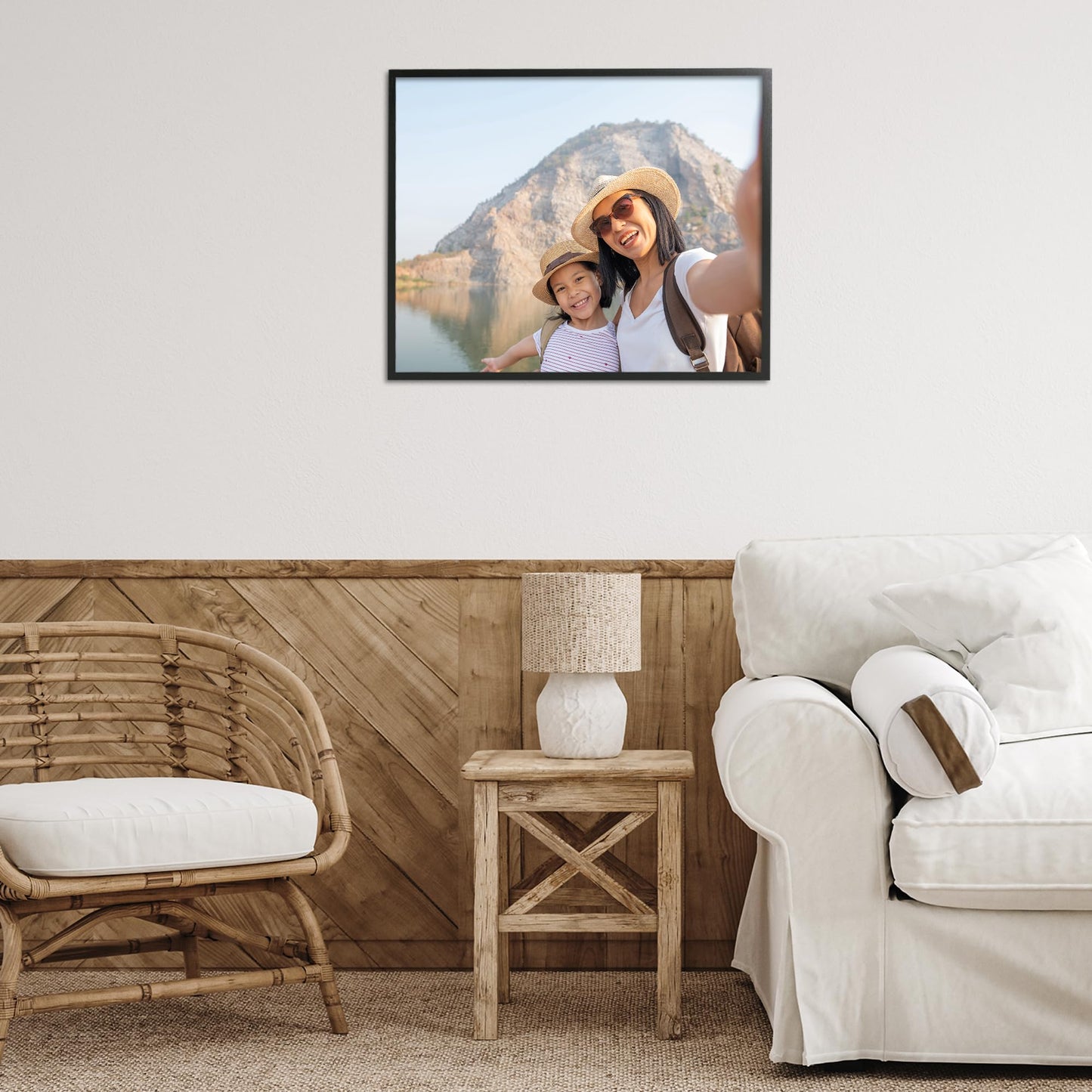 Stupell Industries – Turn Your Photo into Custom Hanging Wall Art – Personalized Wall Decor – Made in USA – Rectangular Framed Giclee Art Midnight Black Frame - 30x24 Inches (Landscape)