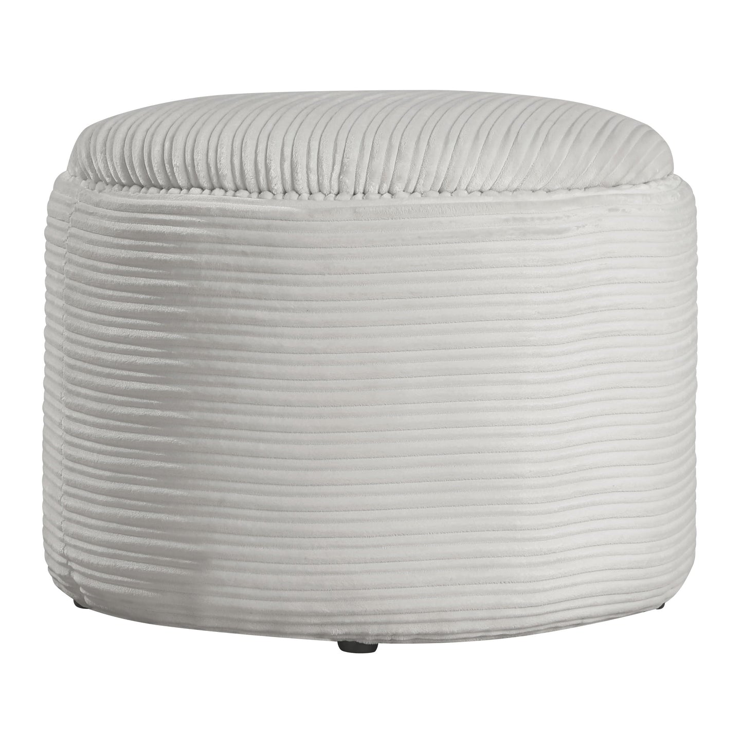 OSP Home Furnishings Brayfield Round Upholstered Storage Ottoman, Taupe Cord Fabric