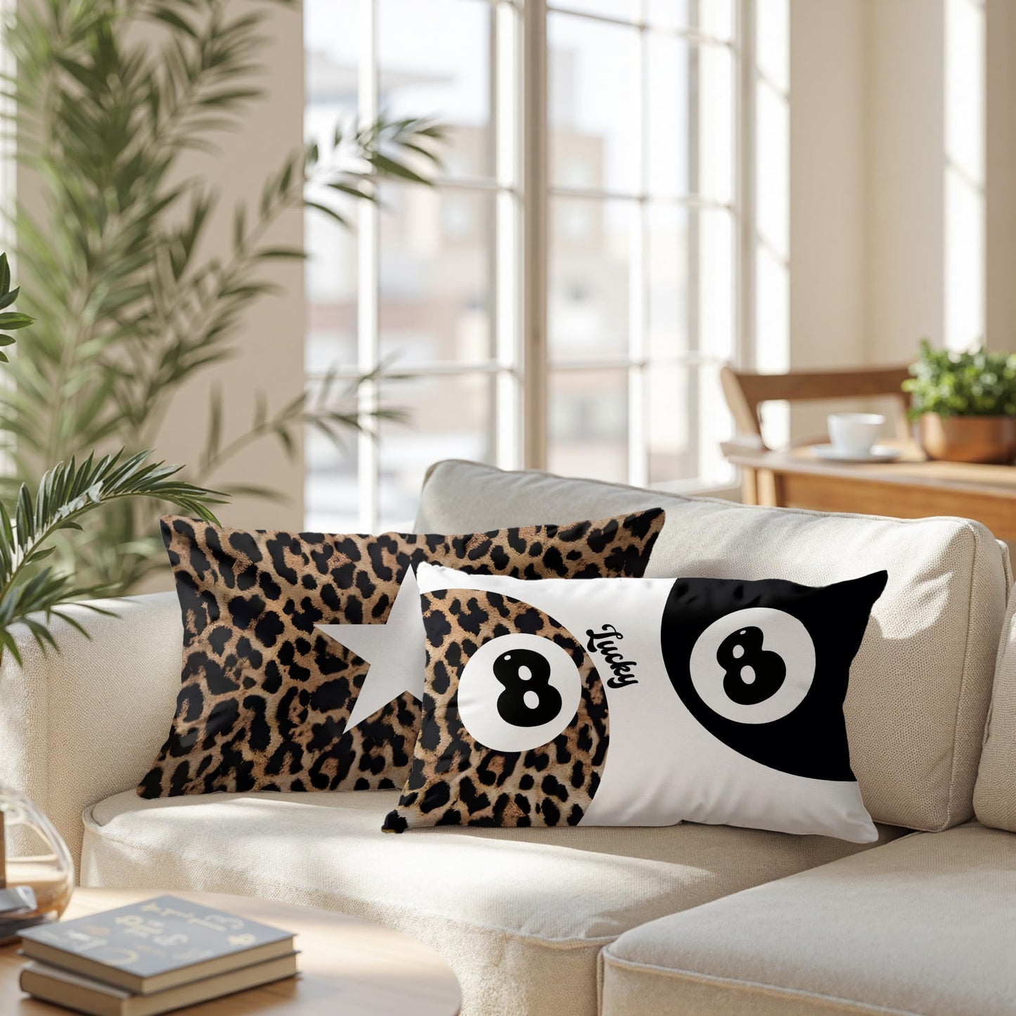 GTYNU Trendy Funky Cheetah Y2K 8 Ball Pillow Covers 12x20 Set of 2,Fuunky Leopard Print Star Decorative Pillowcases,Cheetah Throw Pillow Covers for Couch Sofa Bed Home Room Decor