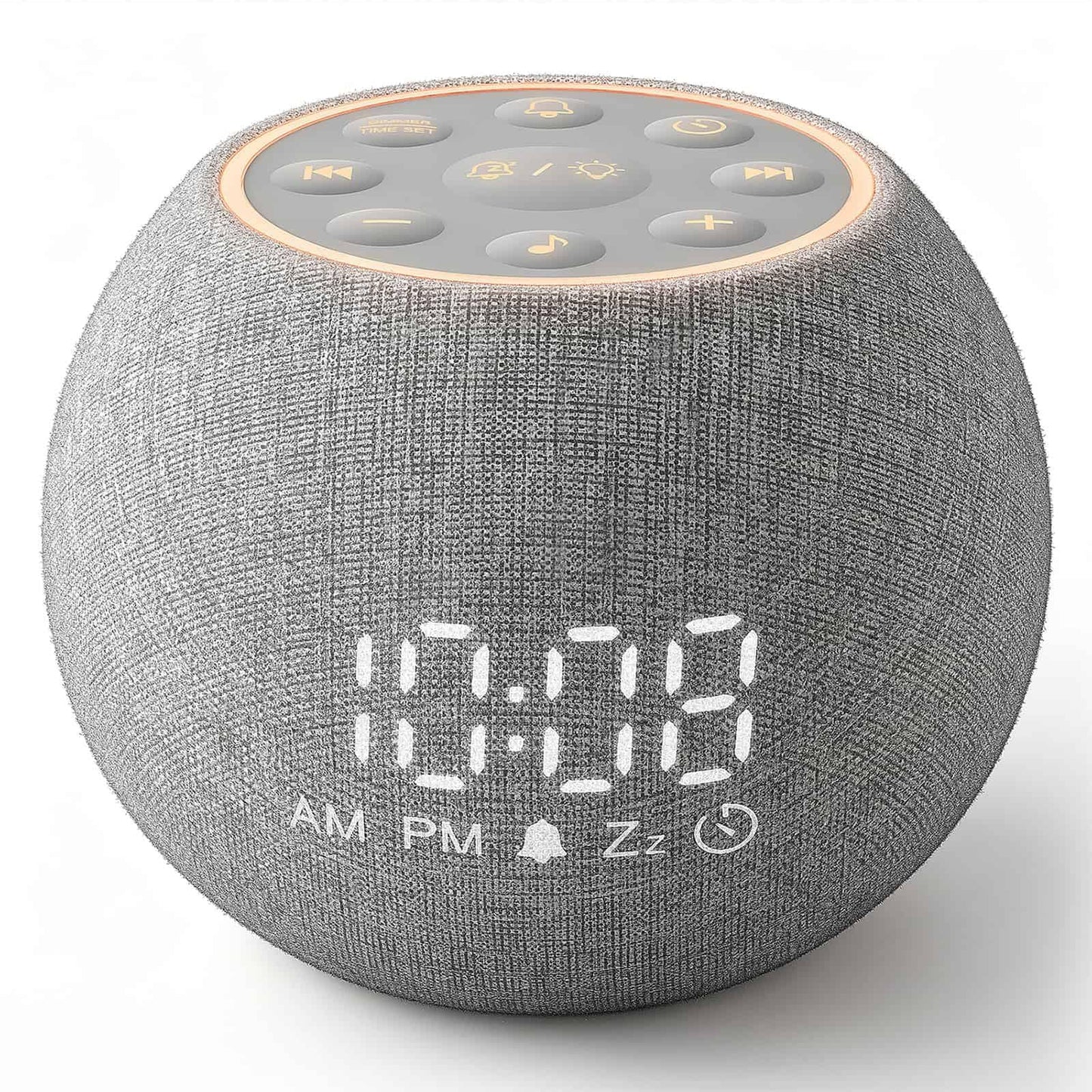Zarler Sound Machine Alarm Clock for Bedroom, White Noise Machine Soothing Sounds for Sleep, Gentle Alarms for Wake Up, Dimmable Clock Display, Ambient Night Light, Plug in Bedside for Sleeping Adults