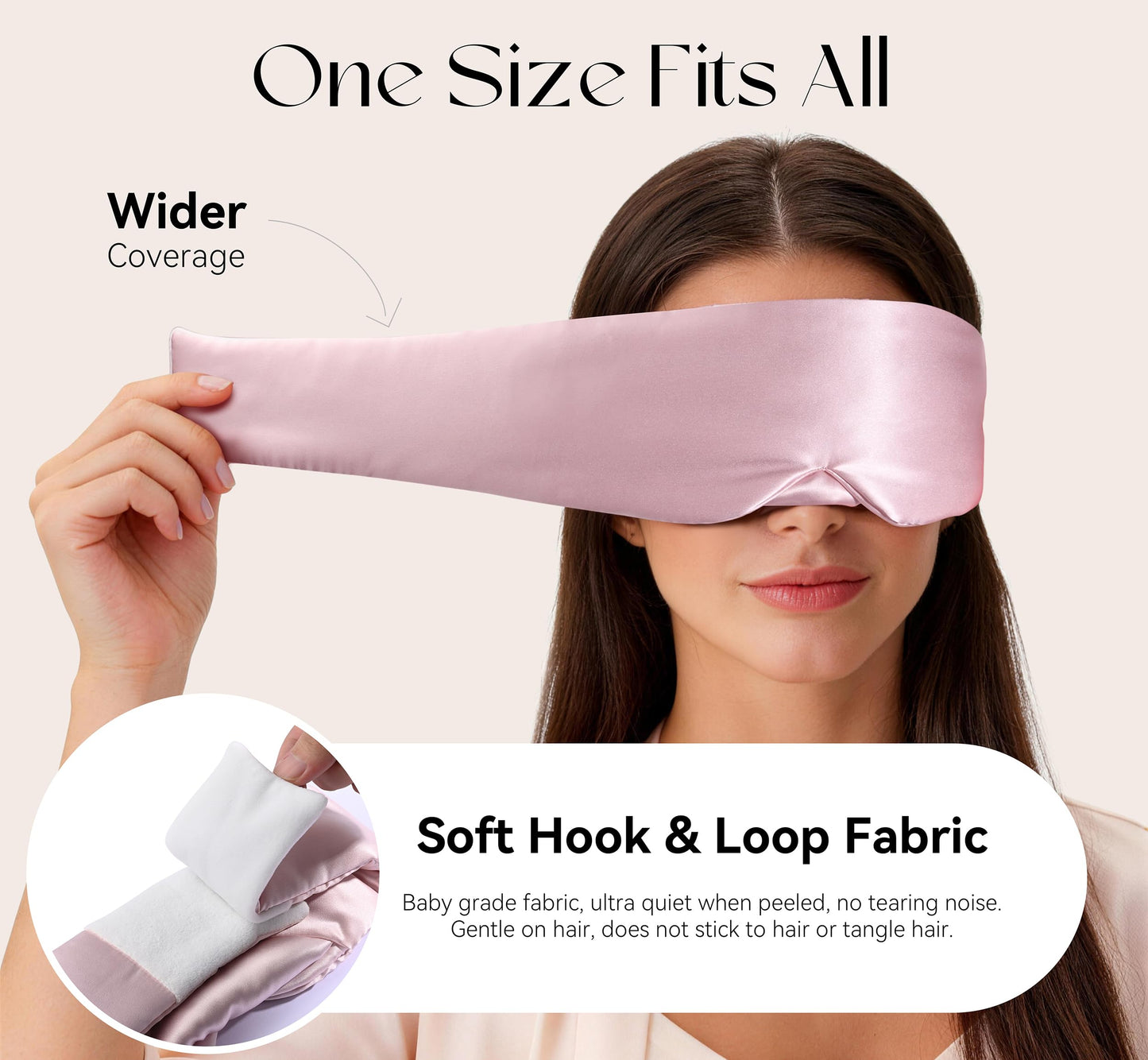 NUOJIA Silk Sleep Mask 22 Momme 100% Mulberry Silk & 3.5cm Silk Hairband Set for Side Sleeper Women Men,Light Blocking Nose Pad, Adjustable Silent Strap,Eye Mask fo Home & Travel Use (Pink)