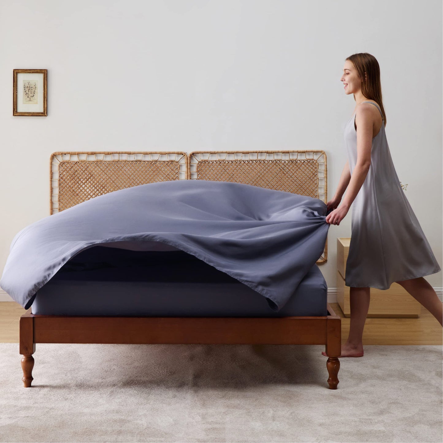 Bedsure Cooling Sheets for Full Size Bed, Viscose Derived from Bamboo, Deep Pocket up to 16", Breathable Soft Bed Sheets & Pillowcases, Dark Grey