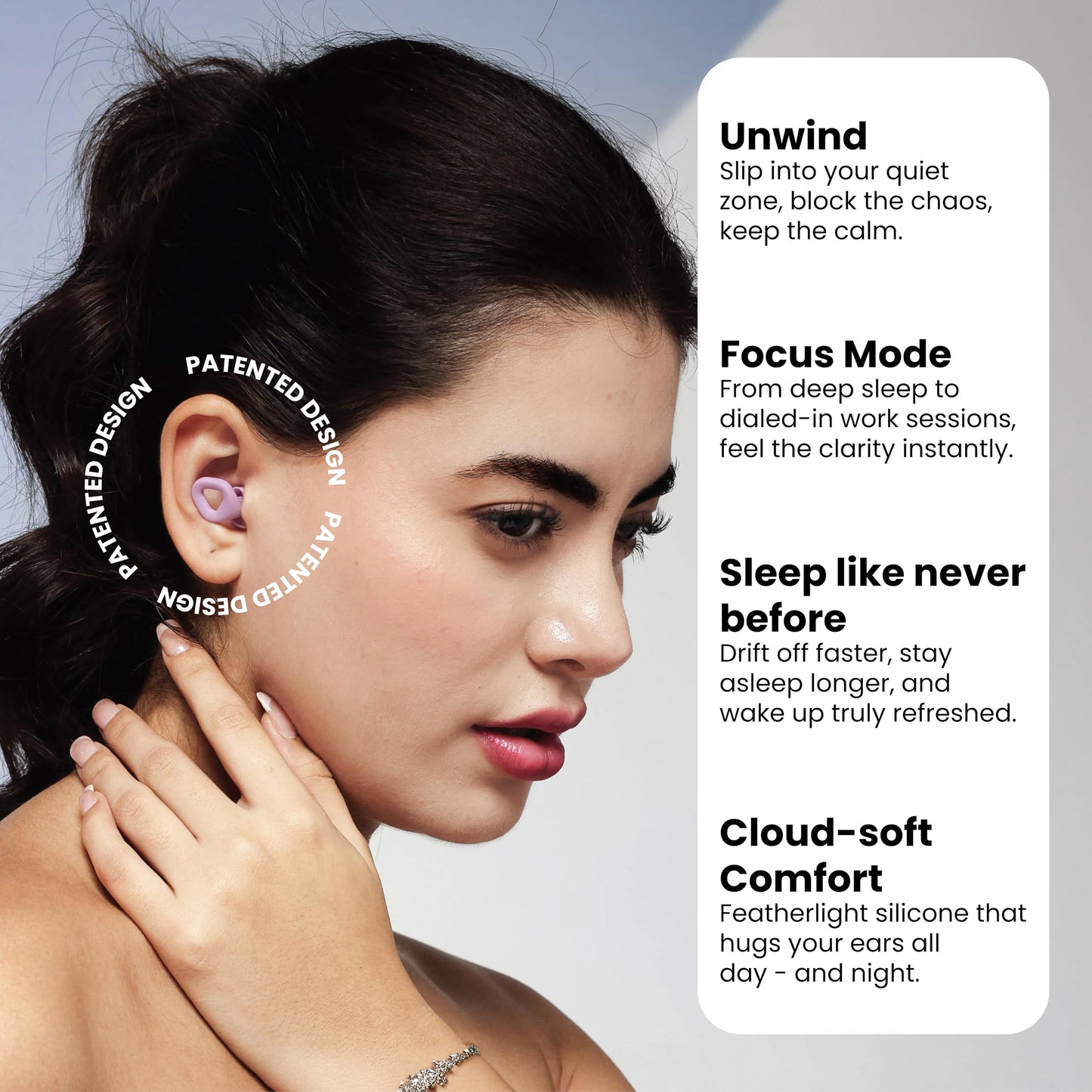 Zenz Unwind Ear Plugs for Sleeping Noise Reduction – Soft Silicone Reusable Earplugs for Sleep, Focus & Work – 28dB Noise Reduction with Storage Case – XS/S/M/L Eartips (Nebula Purple, One Size)