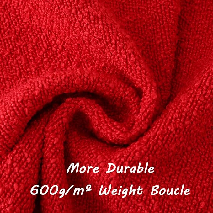 FUTEI Christmas Pack of 2 Red Decorative Throw Pillow Covers 20x20 Inch Soft Cozy Solid Boucle Textured Cushion Case,Modern Home Decor for Couch Bed Living Room