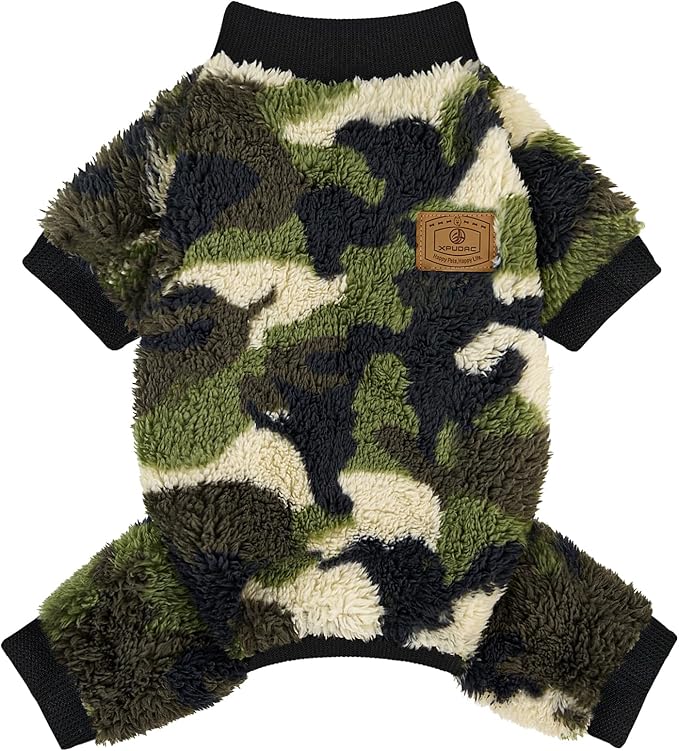 XPUDAC Dog Sweater, Dog Winter Clothes for Small Medium Dogs Girl Boy Fleece Doggy Pajamas for Winter Christmas, Camouflage, X-Large