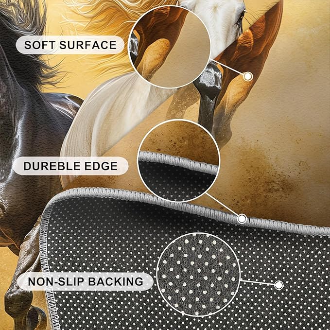 Horses 2x3 Area Rugs for Living Room Stouts Washable Rug Desert Landscape Rug Non Slip Low Pile Soft Area Rugs for Bedroom Bedside Dining Room Kids