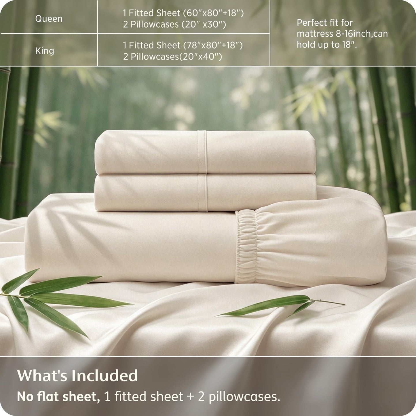 Bedsure 3PCS 100% Organically Grown Bamboo Viscose King Size Fitted Sheet