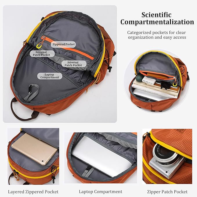 W WINTMING Small Hiking Backpack Travel Backpacks 20L Lightweight Hiking Daypack for Women Men Camping Daily Commuting (White)