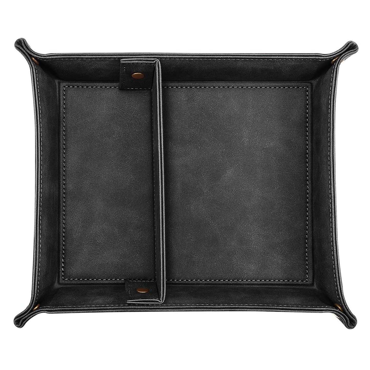 SITHON Valet Tray Desktop Storage Organizer, Removable 2 Compartments Catchall Tray Bedside Vanity Nightstand Caddy Holder Desk Storage Plate, Graduation, Black