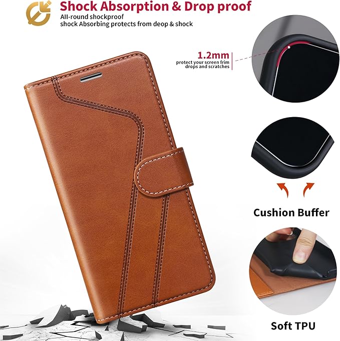 CIVICASE for iPhone 17 Pro Max Wallet Case,PU Leather Flip Case RFID Blocking Credit Card Holder Folio Magnetic Stand TPU Shockproof Cover Compatible with iPhone 17 Pro Max, Brown
