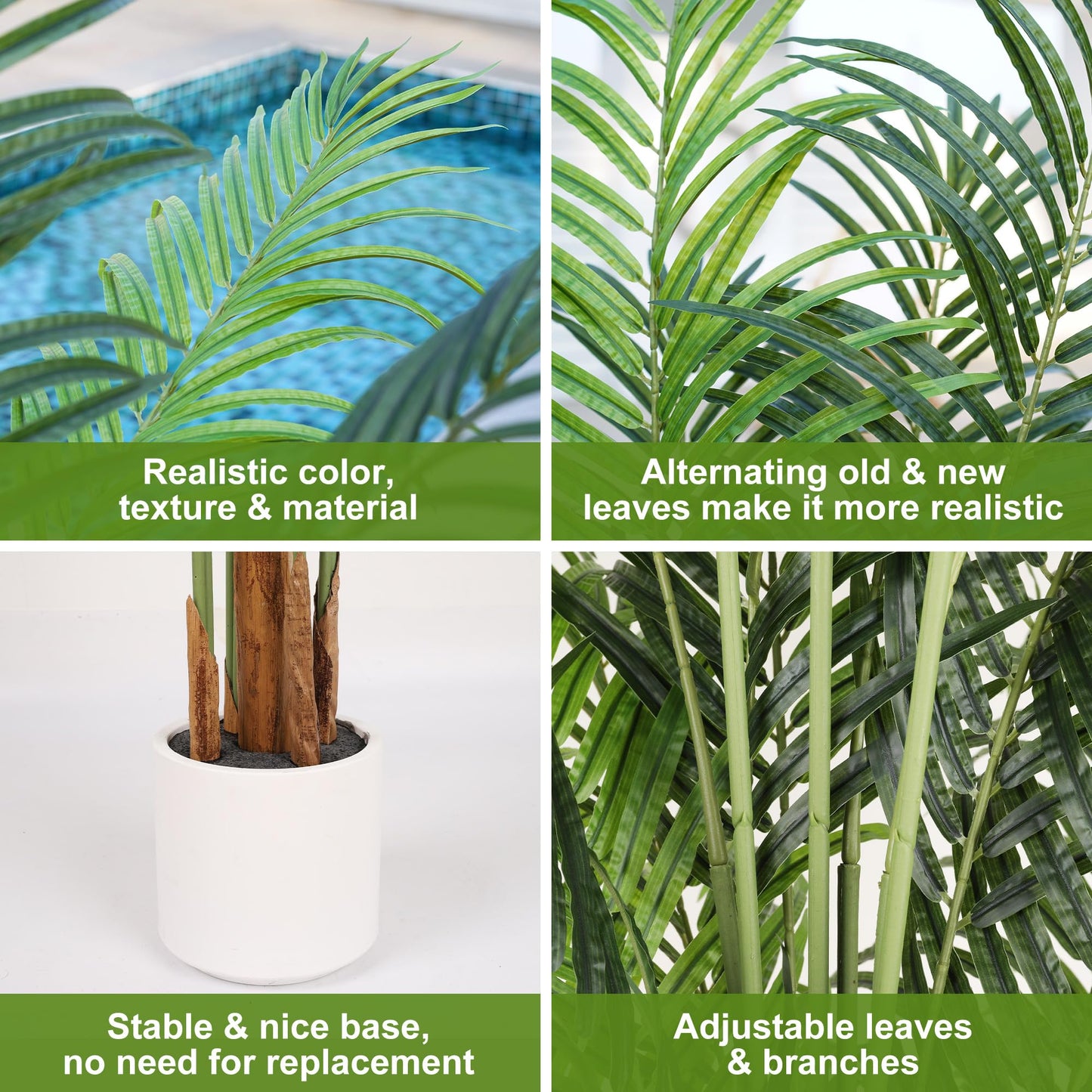 ProDeco Artificial Palm Tree 7.2Ft Tall Fake Potted Plant Faux Silk Green Floor Decorative Large Artificial Plants Indoor for Office Home Living Room Outdoor Decor