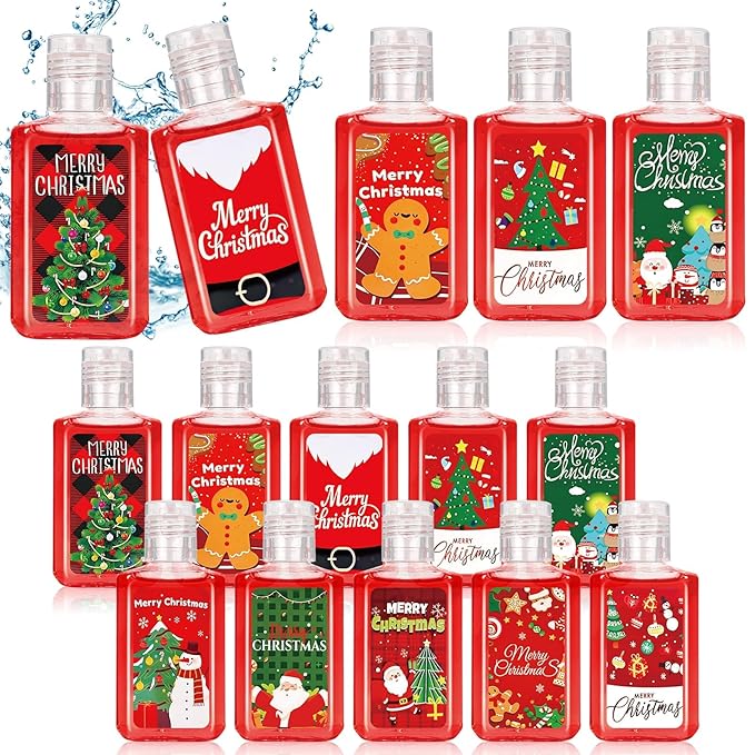 50 Pcs Christmas Mini Hand Sanitizer Bulk Christmas Gifts Favors 1fl oz Travel Size Hand Soap Gifts Small Hand Sanitizer Thank You Gifts for Xmas Goodie Bags Stocking Stuffers (Classic)