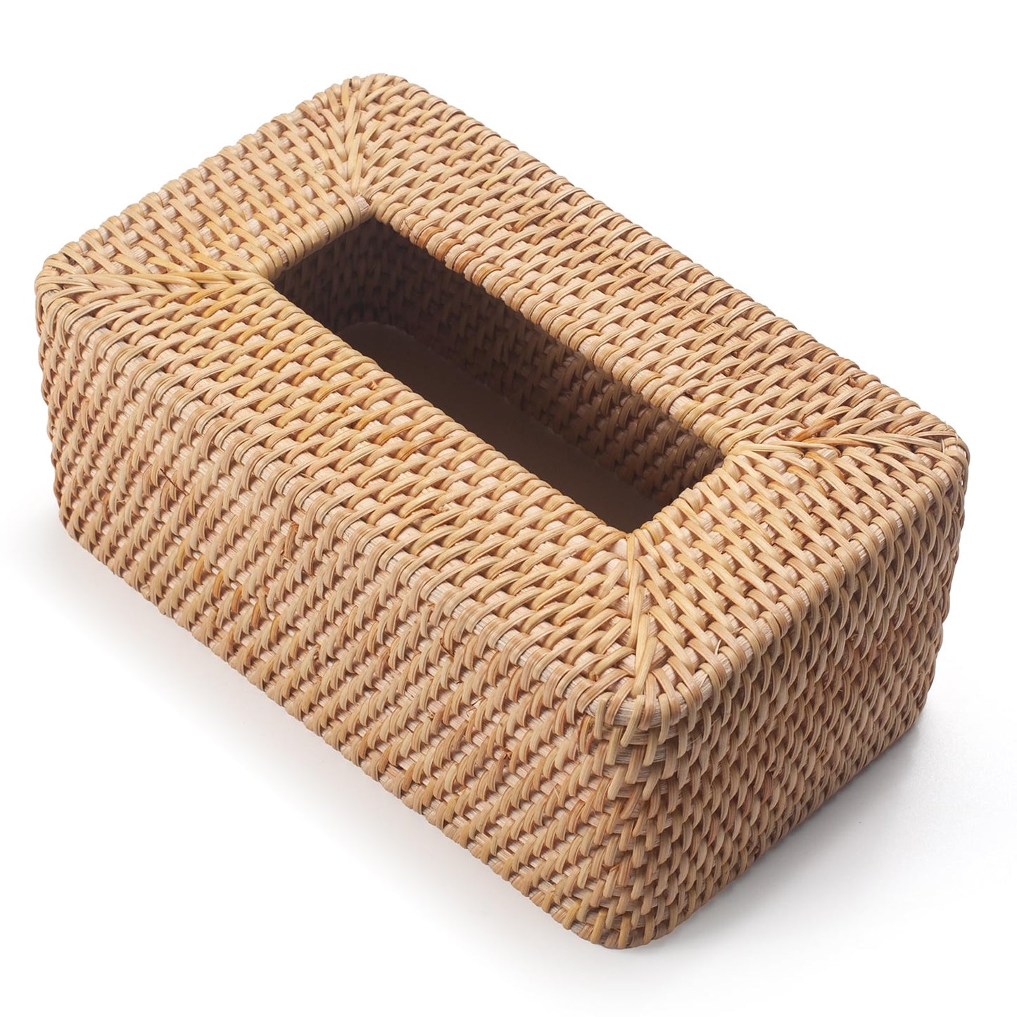 Rattan Tissue Box Cover, Rectangular Wicker Tissue Box Holder, Decorative Woven Facial Tissue Holder for Bathroom, Kitchen, Living Room, Bedroom (Natural)