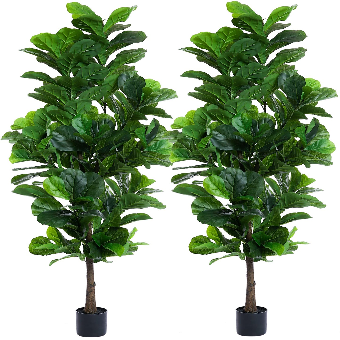 FLOWORLD Fiddle Leaf Fig Tree 6ft Tall Artificial Tree in Pot Fake Ficus Lyrata Plants with 184 Decorative Fiddle Leaves Faux Fig Trees for Home Office Living Room Decor Indoor Outdoor, 2 Pack