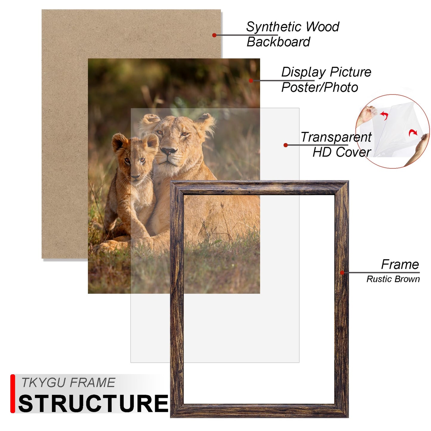 TKYGU 10x12 Picture Frame set of 3,Woode Frame Brown for Wall Hanging, Horizontally or Vertically, 10 x 12 Wall Gallery Poster Photo Frame best gift