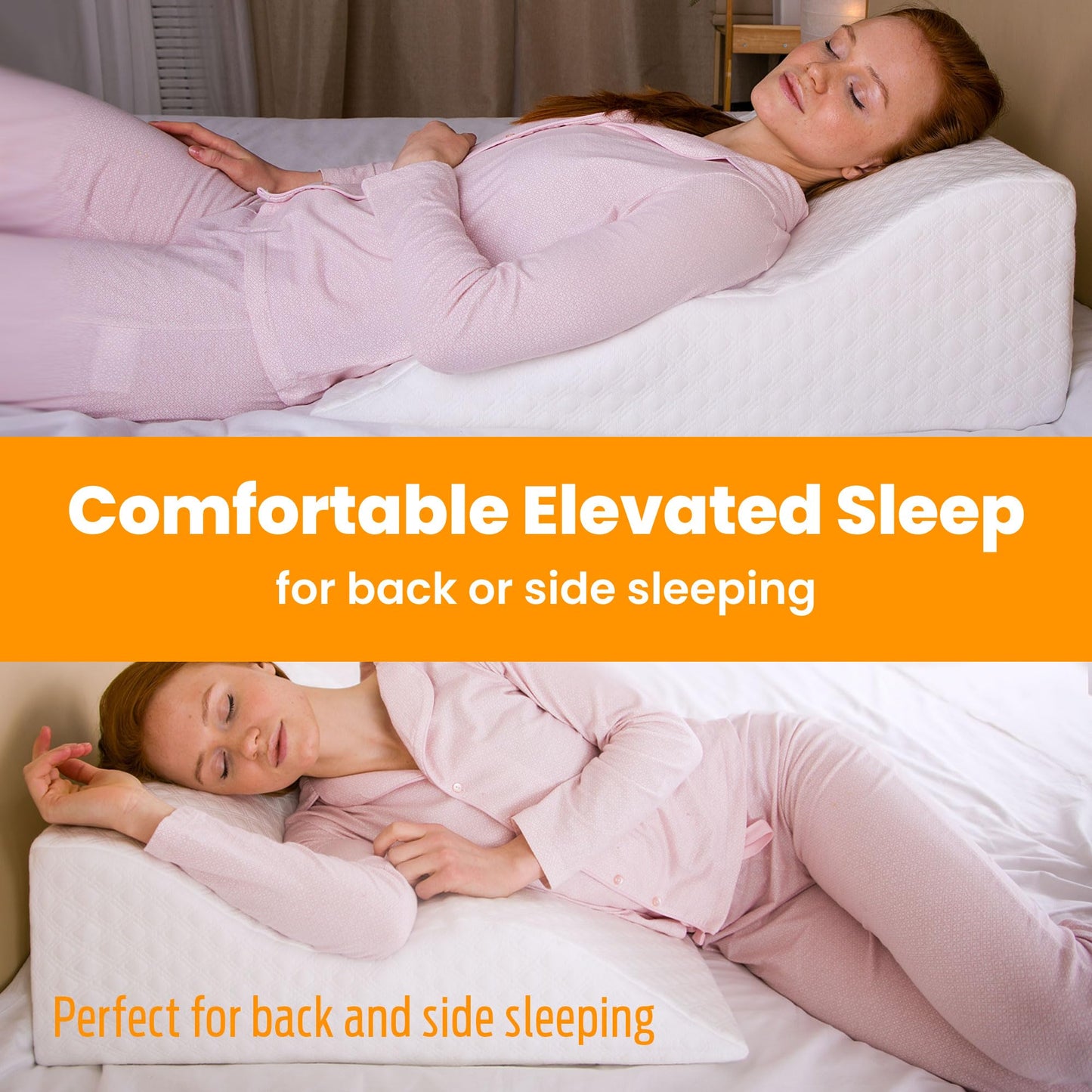 Aeris Wedge Pillow for Sleeping, Acid Reflux, and Snoring - Memory Foam Bed Wedge with 19-Degree Incline - Post-Surgery Recovery, Reading, and Leg Elevation - Removable Machine-Washable Cover