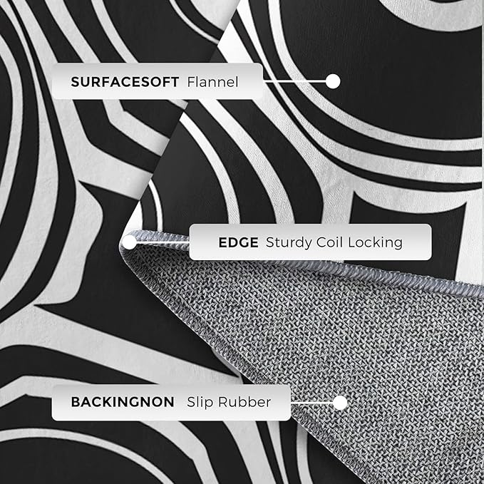 Black and White Geometric Rugs for Home Decor, 5x7 ft, Ring Circle Area Rugs for Living Room, Soft Non Slip Washable Modern Abstract Carpet Bedroom Decorations Dt-Ghf-31