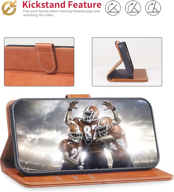 CIVICASE for iPhone 14 Pro Max Wallet Case,Leather Flip Case [RFID Blocking] Credit Card Holder Folio Magnetic Stand TPU Shockproof Cover Color Matching for iPhone 14 Pro Max (6.7") Brown