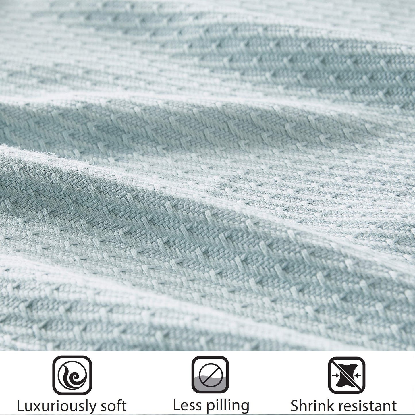 Madison Park 100% Egyptian Cotton Lightweight Summer Blanket, Breathable Waffle Knit Design, Soft Cozy All-Season Throw for Bed, Couch or Sofa, Light Blue King Size (108"x90")