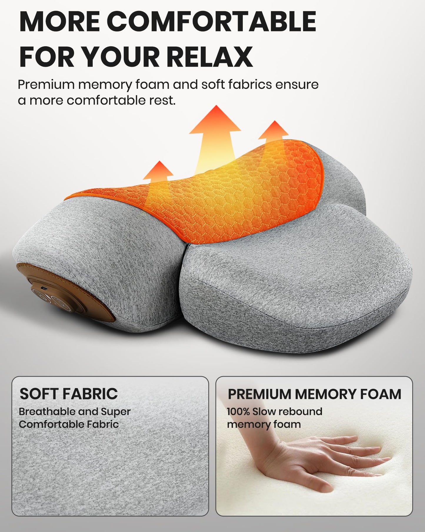 3-in-1 Neck Massager Pillow - Cervical Pillow Massage Neck Hump for Shoulder Pain Relief, Back Shoulder Massager with Kneading, Shiatsu Kneading Massage with Heating, Traction Function, Hump Corrector