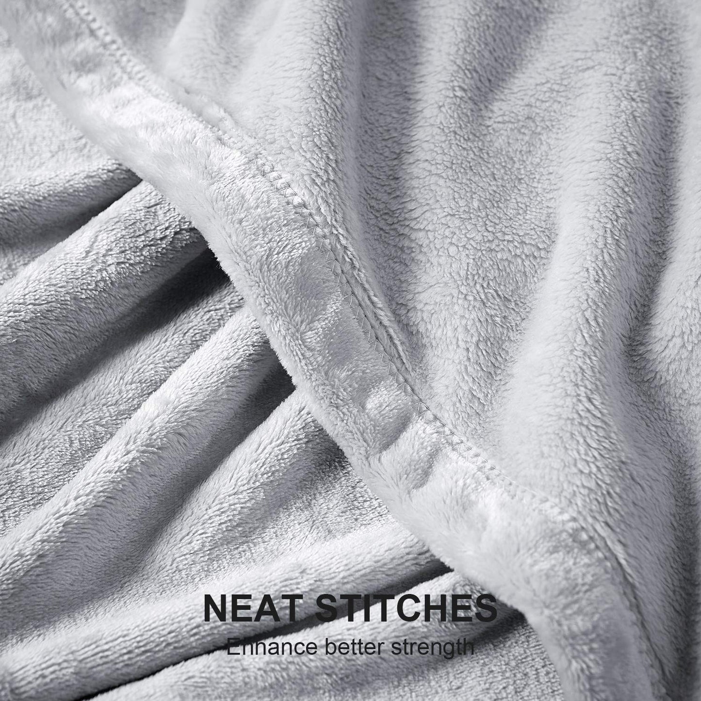 Hansleep Fleece Light Grey Full Blanket, Super Soft Flannel Fuzzy Plush Cozy Blanket for All Seasons, Light Grey, Full 84x90 Inches