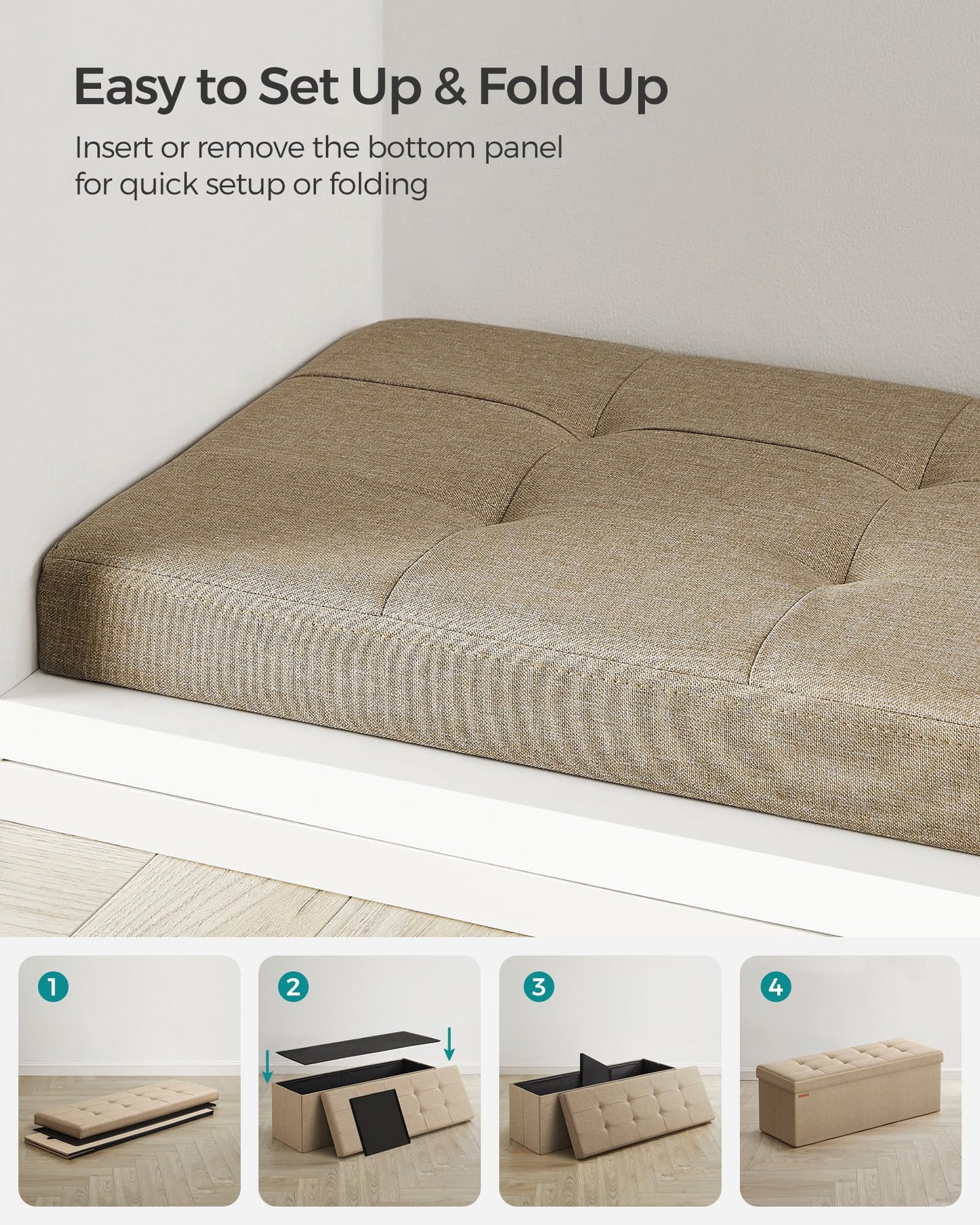 Folding Storage Ottoman Bench by SONGMICS