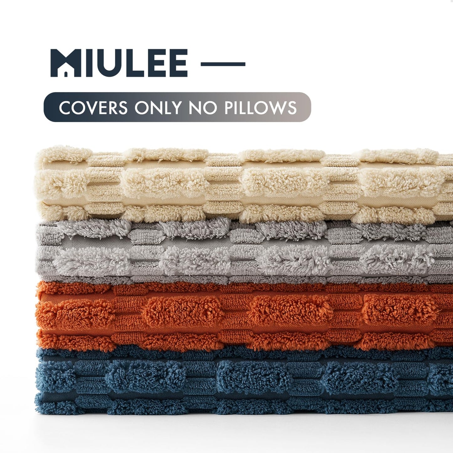 MIULEE Pack of 4 Boho Farmhouse Blue and Orange Corduroy Decorative Throw Pillow Covers 18x18 Inch Modern Retro Soft Striped Pillow Covers Home Decor for Sofa Living Room Couch Bed