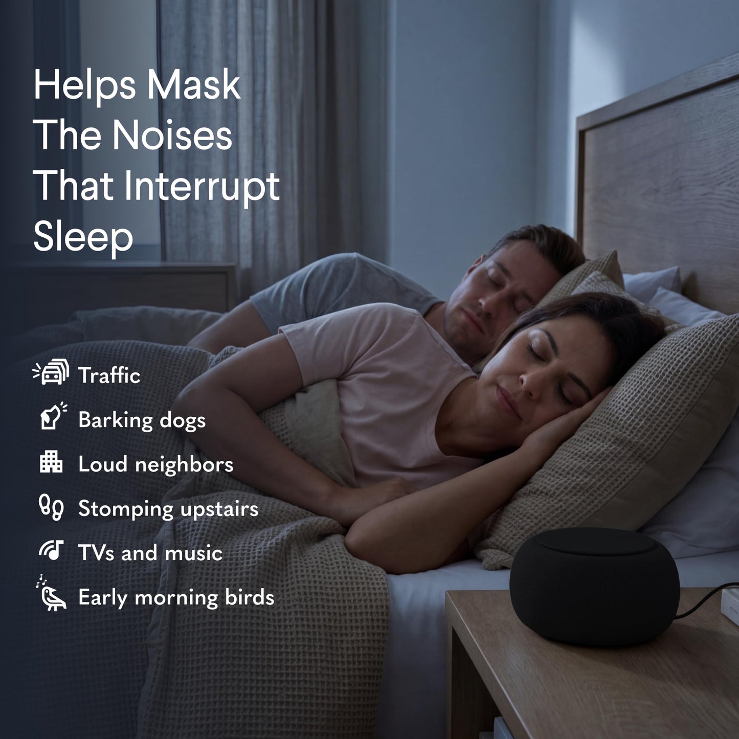 SNOOZ Pro - Smart White Noise Machine & Travel Case - Real Fan Inside, Non-Looping White Noise, Adjustable Tone & Volume - App-Based Remote Control & Sleep Timer - Midnight