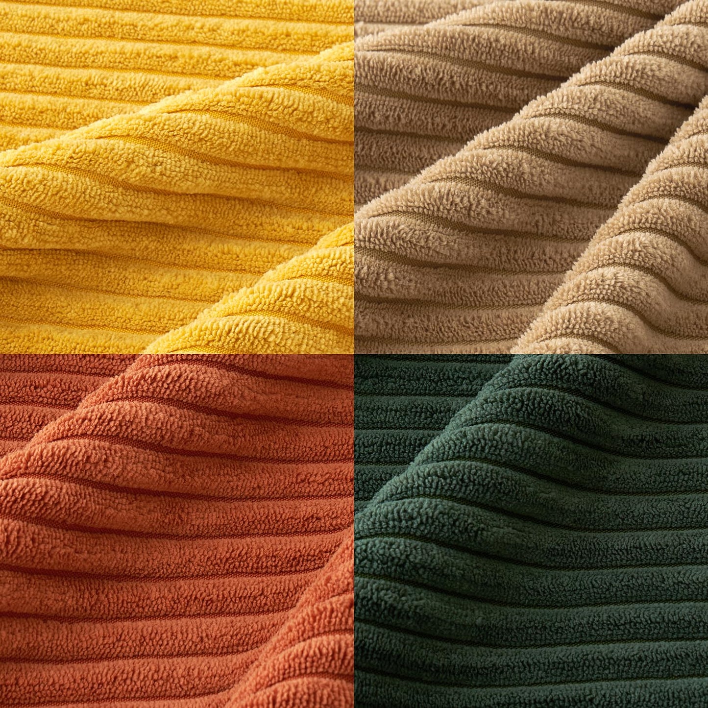 MIULEE Pack of 4 Green-Rust Corduroy Decorative Throw Pillow Covers 18x18 Inch Soft Boho Striped Pillow Covers Modern Farmhouse Home Decor for Winter Sofa Living Room Couch Bed