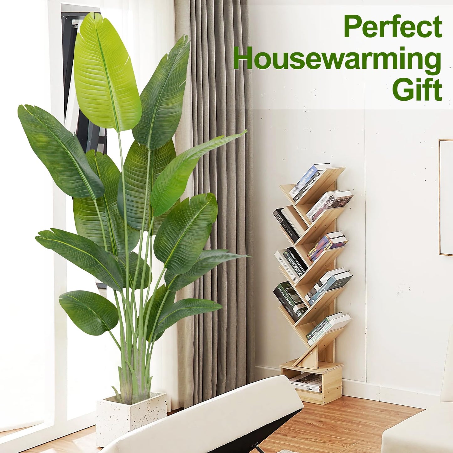 Keeplush Lifelike Bird of Paradise Artificial Plant,6ft Faux Banana Leaf Tree with 13 Trunks - Perfect Indoor Silk Floor Plant for Home Decor in Living Room, Office, and Bedroom 1Pack